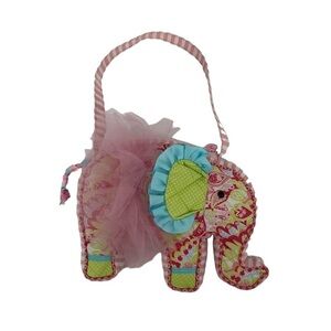 Elephant Pink Blue Paisley Tulle Hand Bag Purse